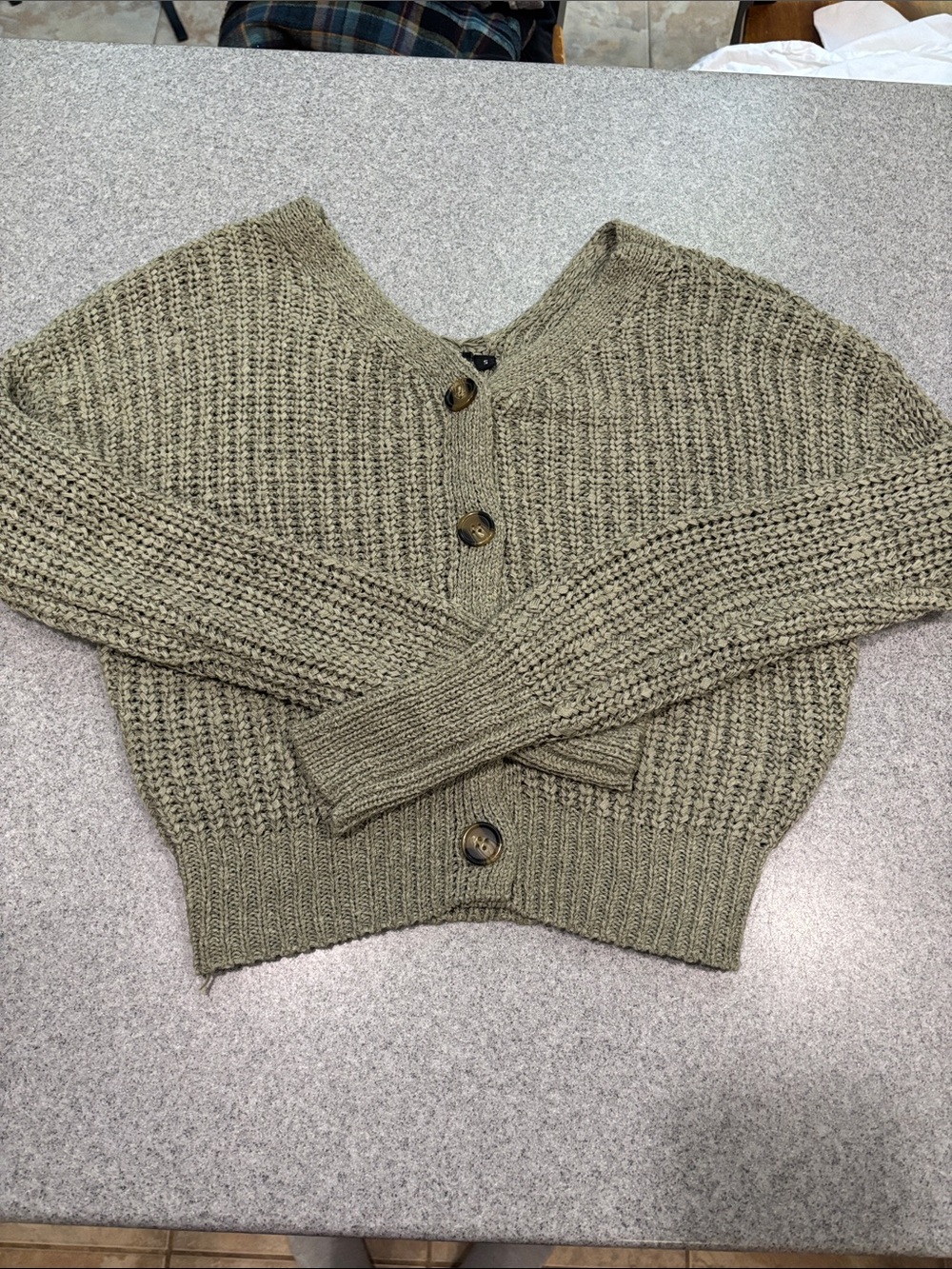 moon & madison Olive Chunky Knit Button Cardigan